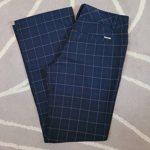 NY&Co Plaid Stripes Pants Trousers Straight Leg Stretch Navy Blue White